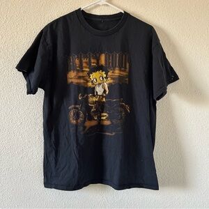 Brisco Brand Betty Boop Graphic T-shirt Sz Large Black Brown Biker Street